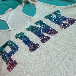 Victoria’s Secret pink razorback Sequin tee shirt